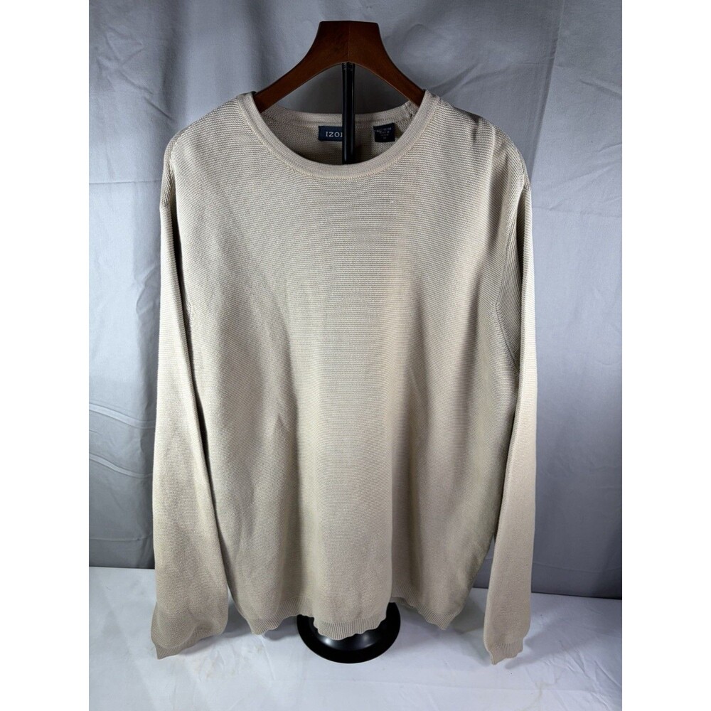 Zoe Men’s Crew Neck Knit Tan Sweater, Size Medium Very Nice